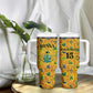 Custom Ghana Football Tumbler With Handle Yellow Adinkra Pattern - African Pride