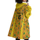 Custom Ghana Football Wearable Blanket Hoodie Yellow Adinkra Pattern - African Pride