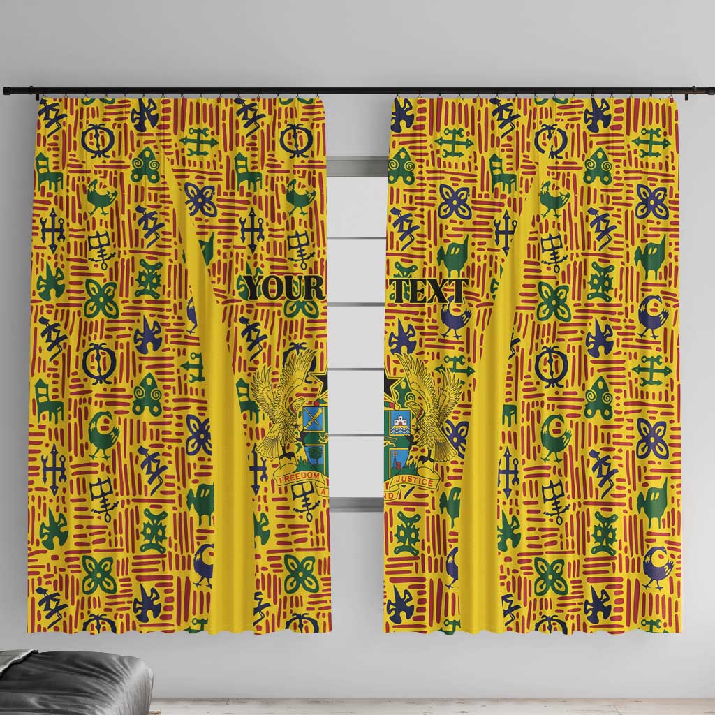 Custom Ghana Football Window Curtain Yellow Adinkra Pattern - African Pride