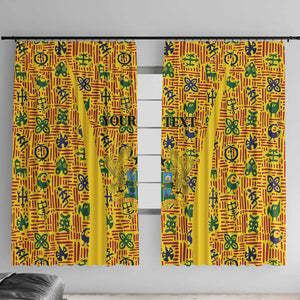 Custom Ghana Football Window Curtain Yellow Adinkra Pattern - African Pride