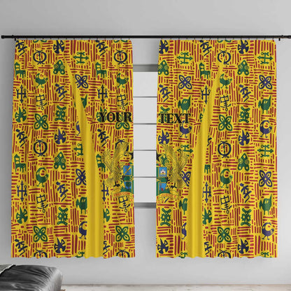Custom Ghana Football Window Curtain Yellow Adinkra Pattern - African Pride