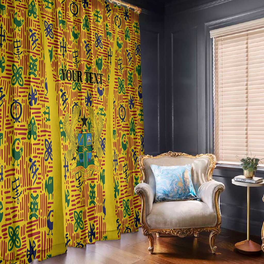 Custom Ghana Football Window Curtain Yellow Adinkra Pattern - African Pride