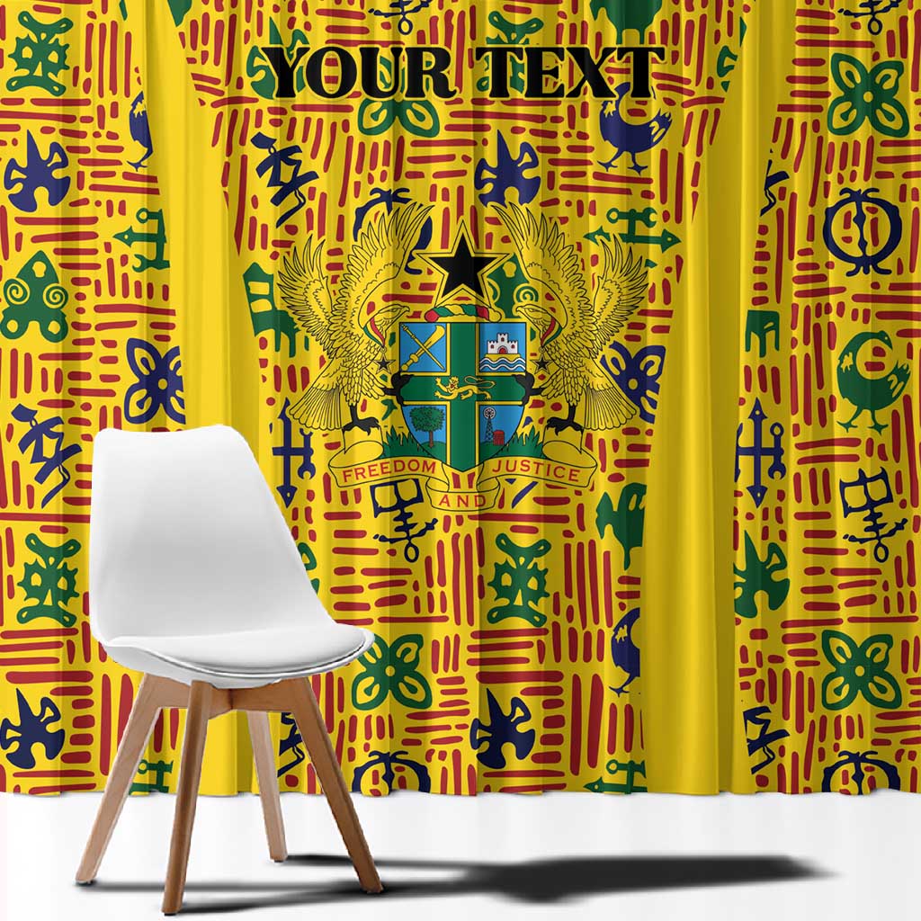 Custom Ghana Football Window Curtain Yellow Adinkra Pattern - African Pride