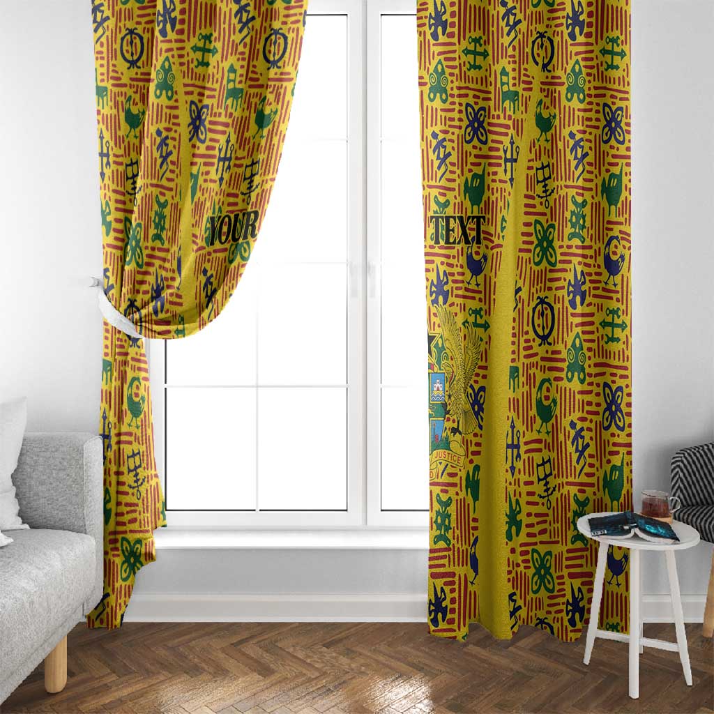 Custom Ghana Football Window Curtain Yellow Adinkra Pattern - African Pride