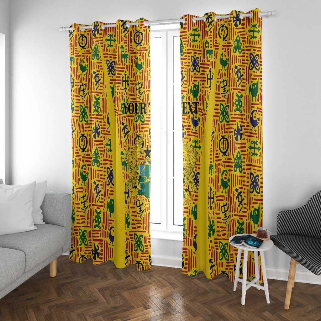 Custom Ghana Football Window Curtain Yellow Adinkra Pattern - African Pride