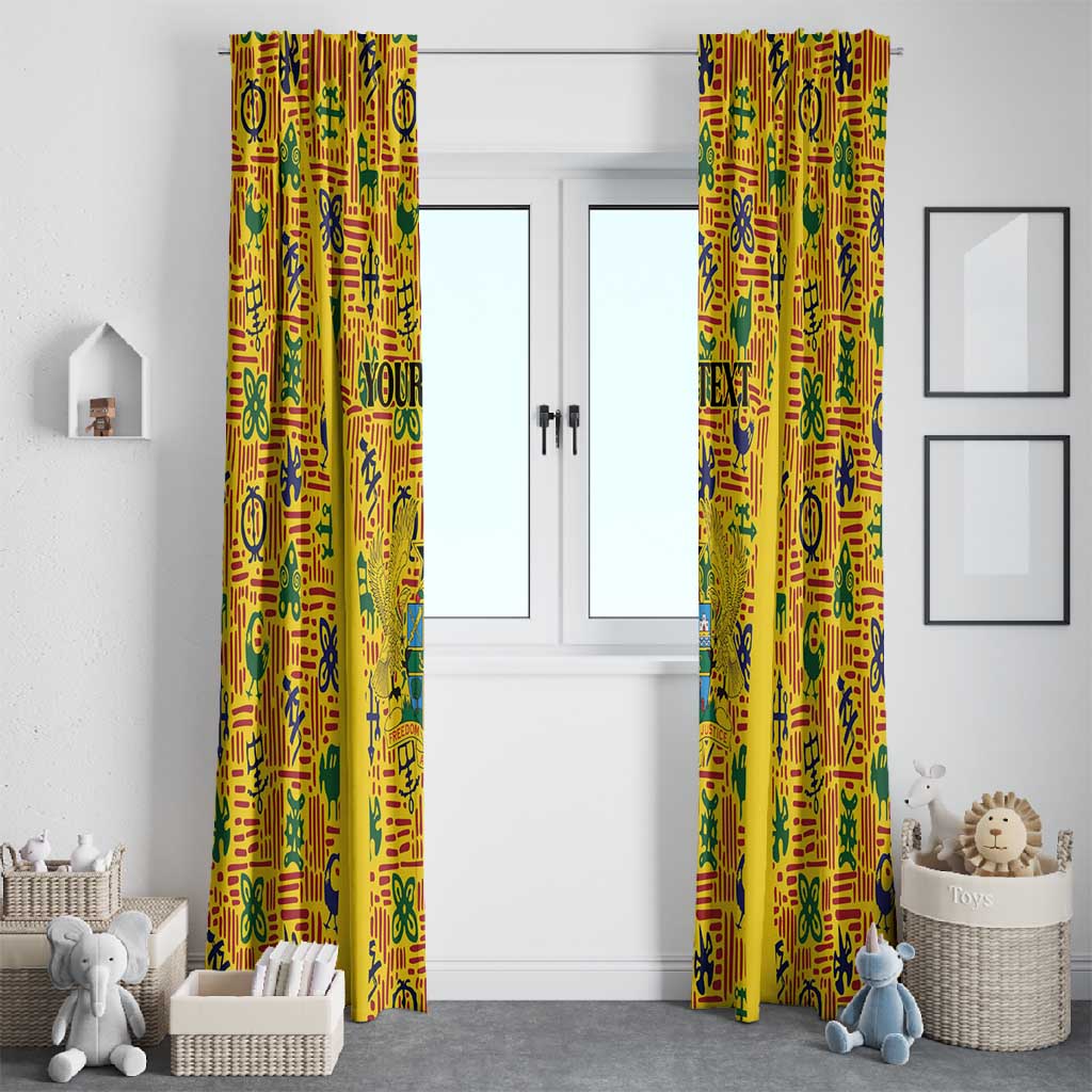 Custom Ghana Football Window Curtain Yellow Adinkra Pattern - African Pride