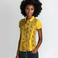 Custom Ghana Football Women Polo Shirt Yellow Adinkra Pattern - African Pride