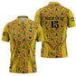 Custom Ghana Football Zipper Polo Shirt Yellow Adinkra Pattern - African Pride