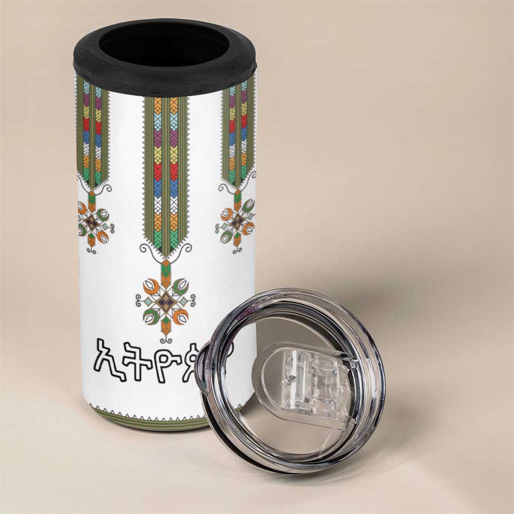 Ethiopia 4 in 1 Can Cooler Tumbler Ethiopian Traditional Habesha Style