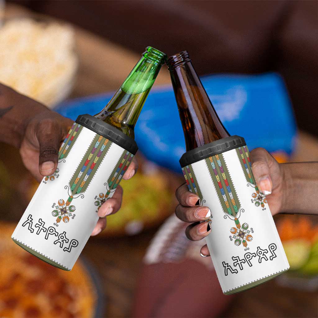 Ethiopia 4 in 1 Can Cooler Tumbler Ethiopian Traditional Habesha Style