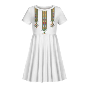 Ethiopia Kid Short Sleeve Dress Ethiopian Traditional Habesha Style