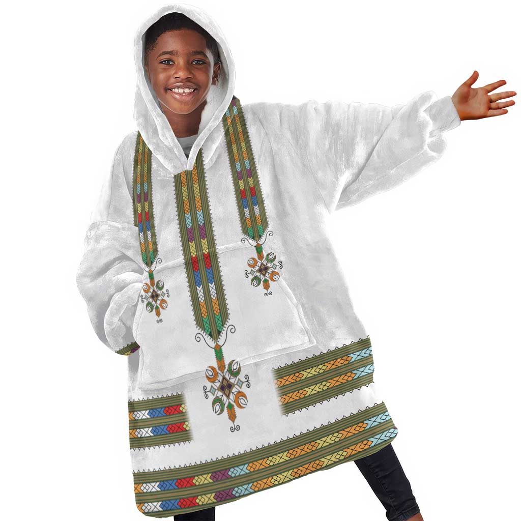 Ethiopia Kid Wearable Blanket Hoodie Ethiopian Traditional Habesha Style