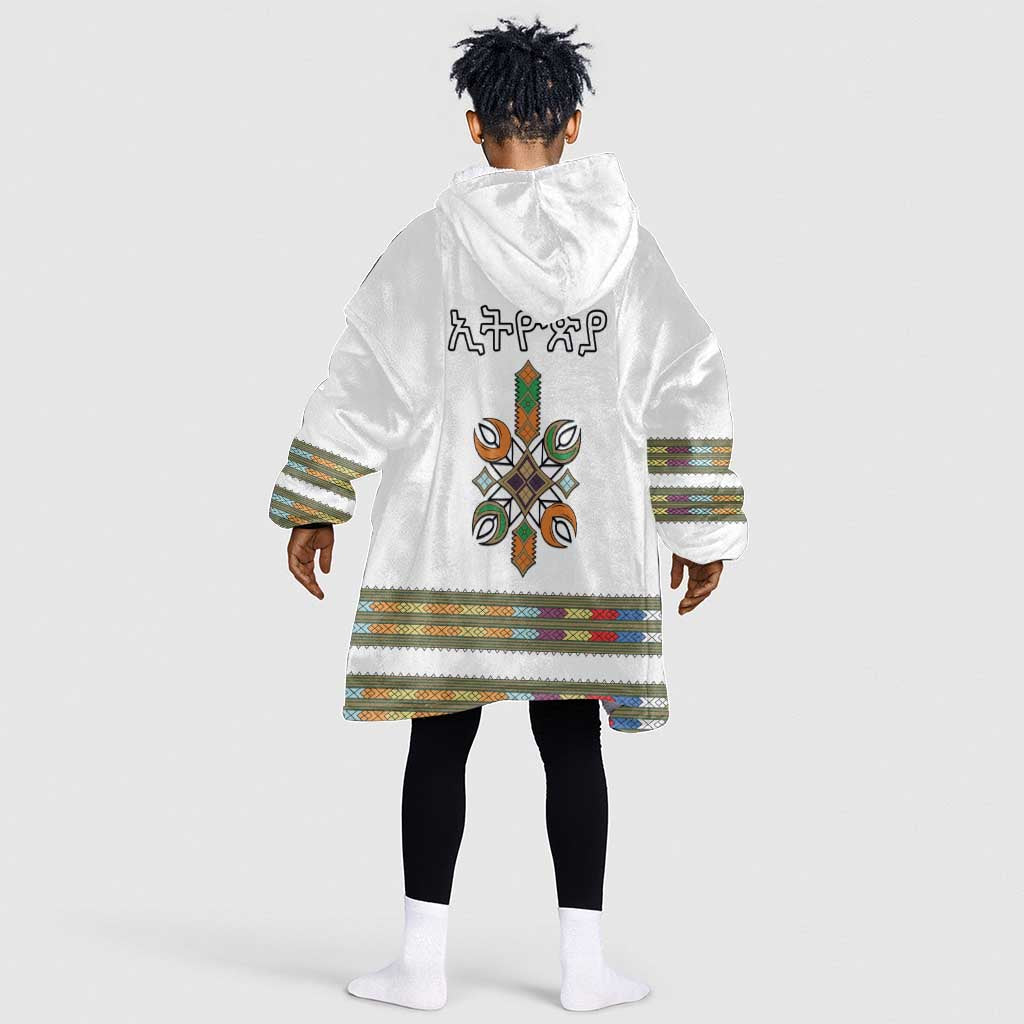 Ethiopia Kid Wearable Blanket Hoodie Ethiopian Traditional Habesha Style