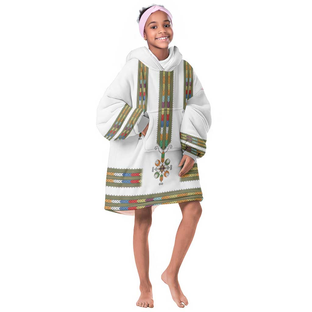 Ethiopia Kid Wearable Blanket Hoodie Ethiopian Traditional Habesha Style