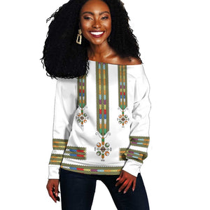 Ethiopia Off Shoulder Sweater Ethiopian Traditional Habesha Style