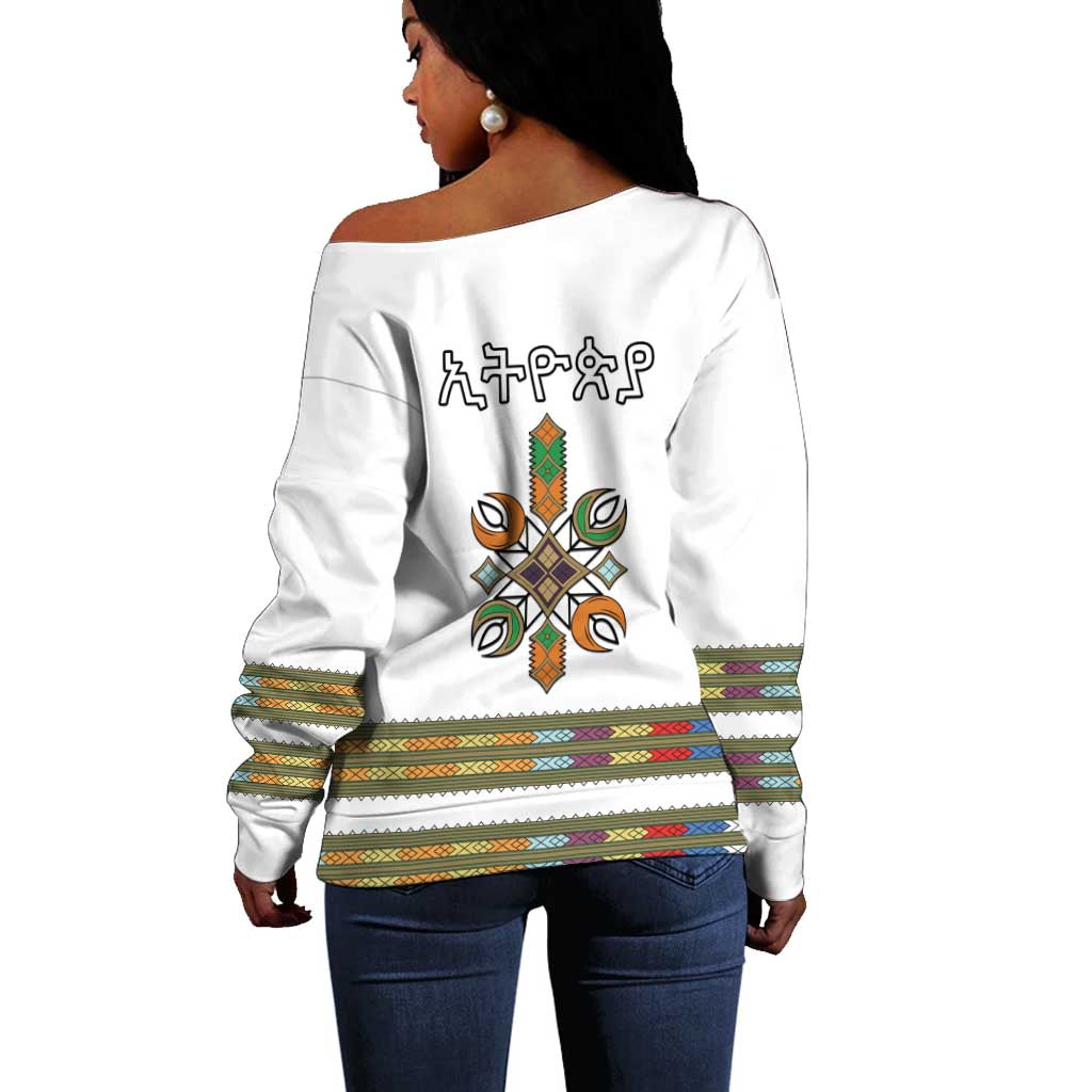 Ethiopia Off Shoulder Sweater Ethiopian Traditional Habesha Style