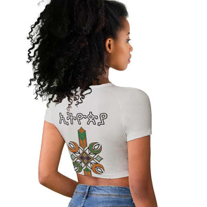 Ethiopia Raglan Cropped T shirt Ethiopian Traditional Habesha Style