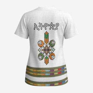 Ethiopian Traditional Habesha Costume Scrub Top Cross With Tilet Pattern - African Pride