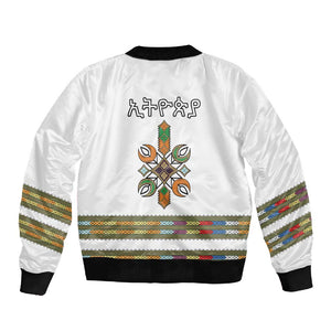 Ethiopia Sleeve Zip Bomber Jacket Ethiopian Traditional Habesha Style