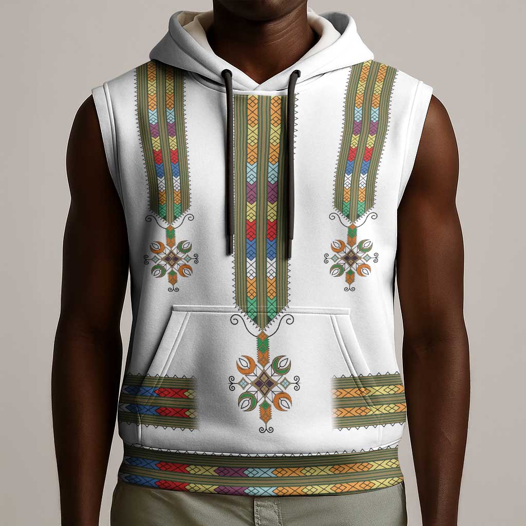 Ethiopia Sleeveless Hoodie Ethiopian Traditional Habesha Style - African Pride