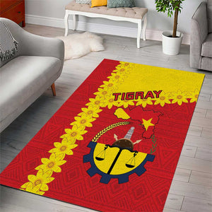 Tigray Ethiopia Area Rug Tigray Seal With Flag Map - African Pattern
