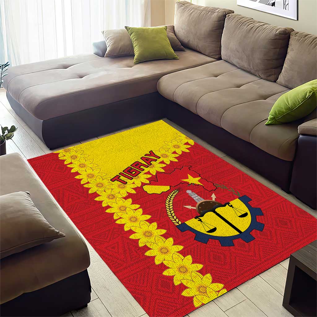 Tigray Ethiopia Area Rug Tigray Seal With Flag Map - African Pattern