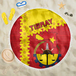 Tigray Ethiopia Beach Blanket Tigray Seal With Flag Map - African Pattern