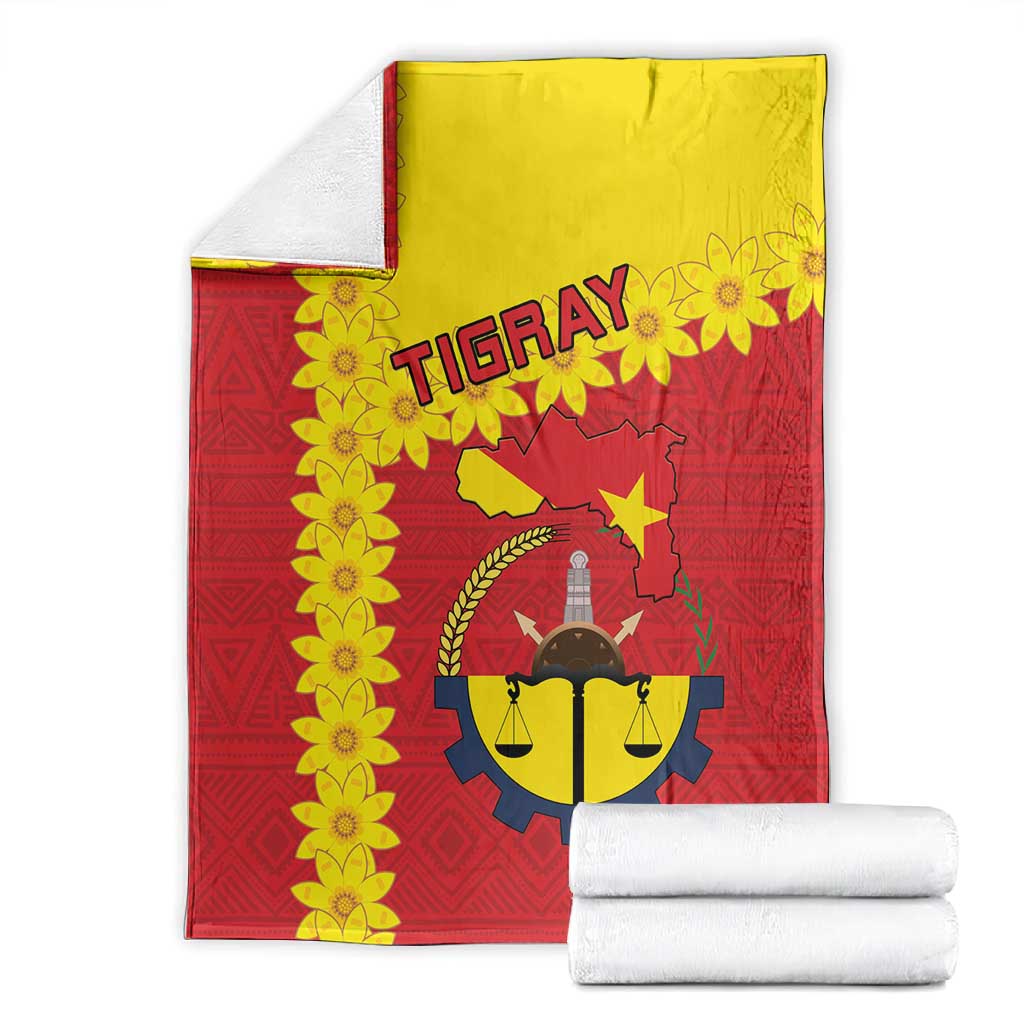 Tigray Ethiopia Blanket Tigray Seal With Flag Map - African Pattern