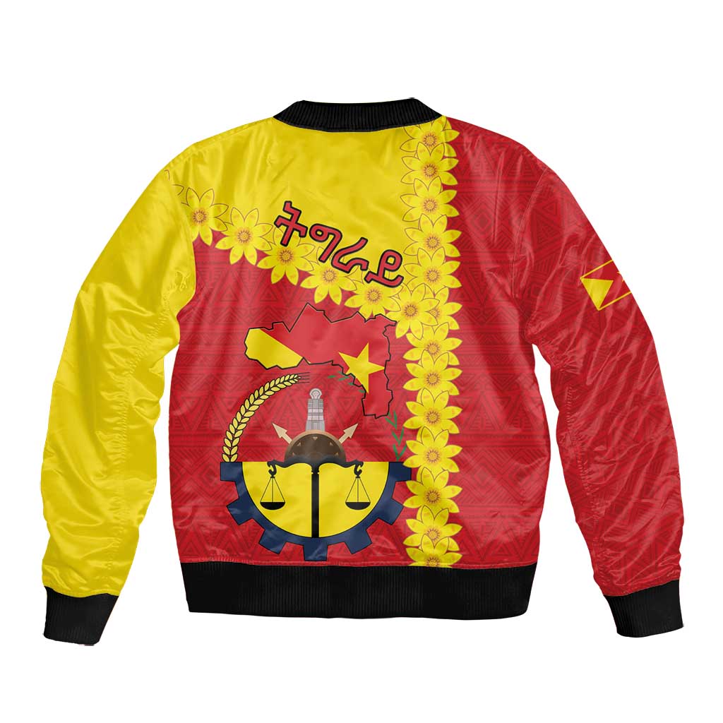 Tigray Ethiopia Bomber Jacket Tigray Seal With Flag Map - African Pattern
