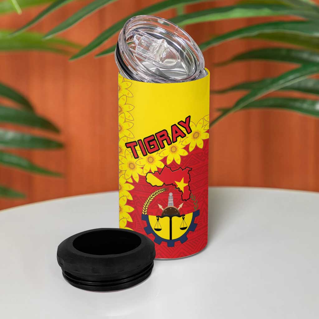 Tigray Ethiopia 4 in 1 Can Cooler Tumbler Tigray Seal With Flag Map - African Pattern