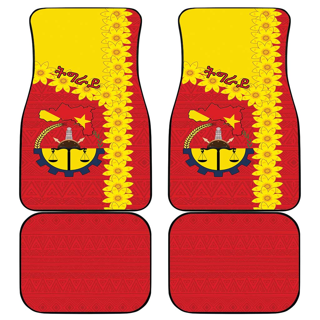 Tigray Ethiopia Car Mats Tigray Seal With Flag Map - African Pattern