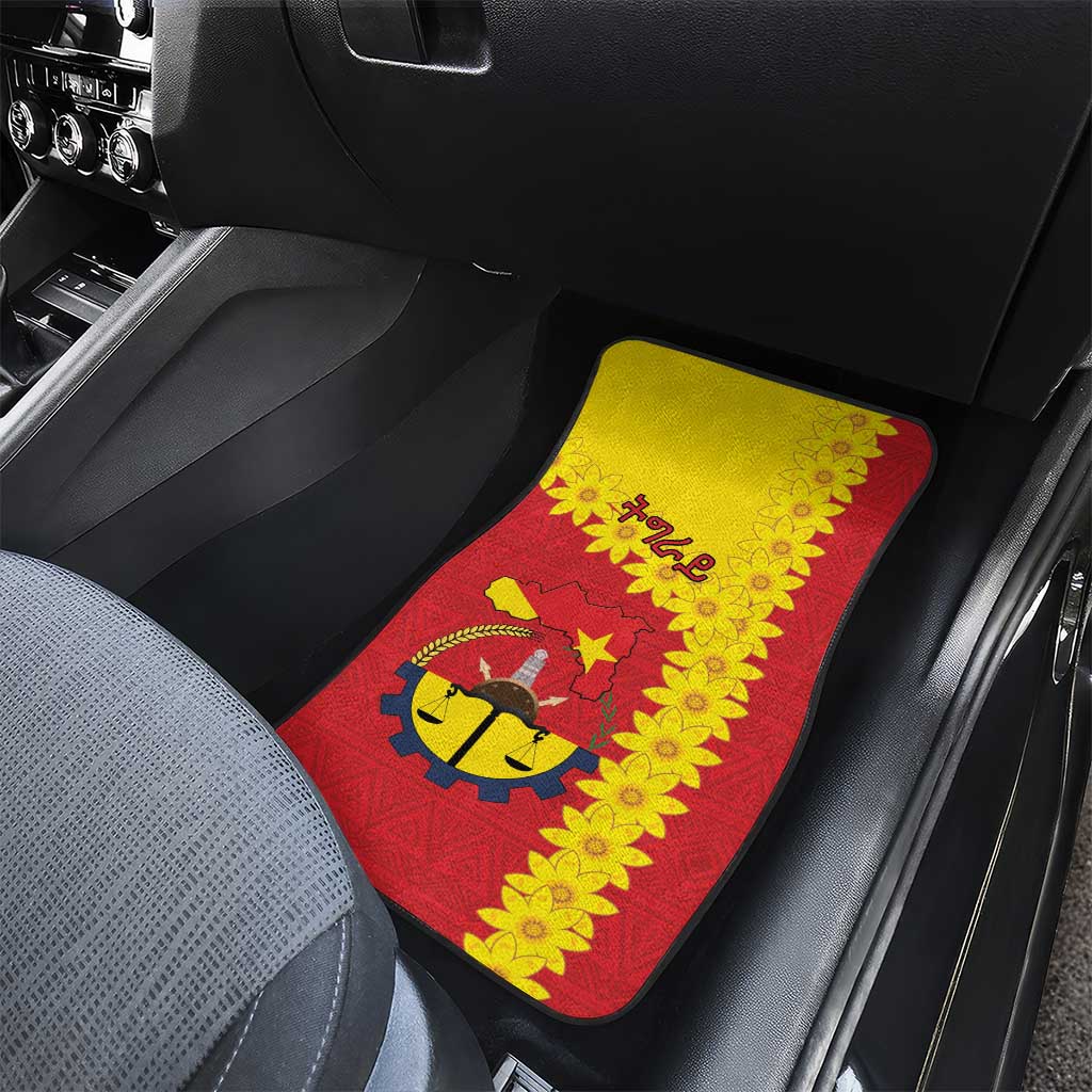 Tigray Ethiopia Car Mats Tigray Seal With Flag Map - African Pattern
