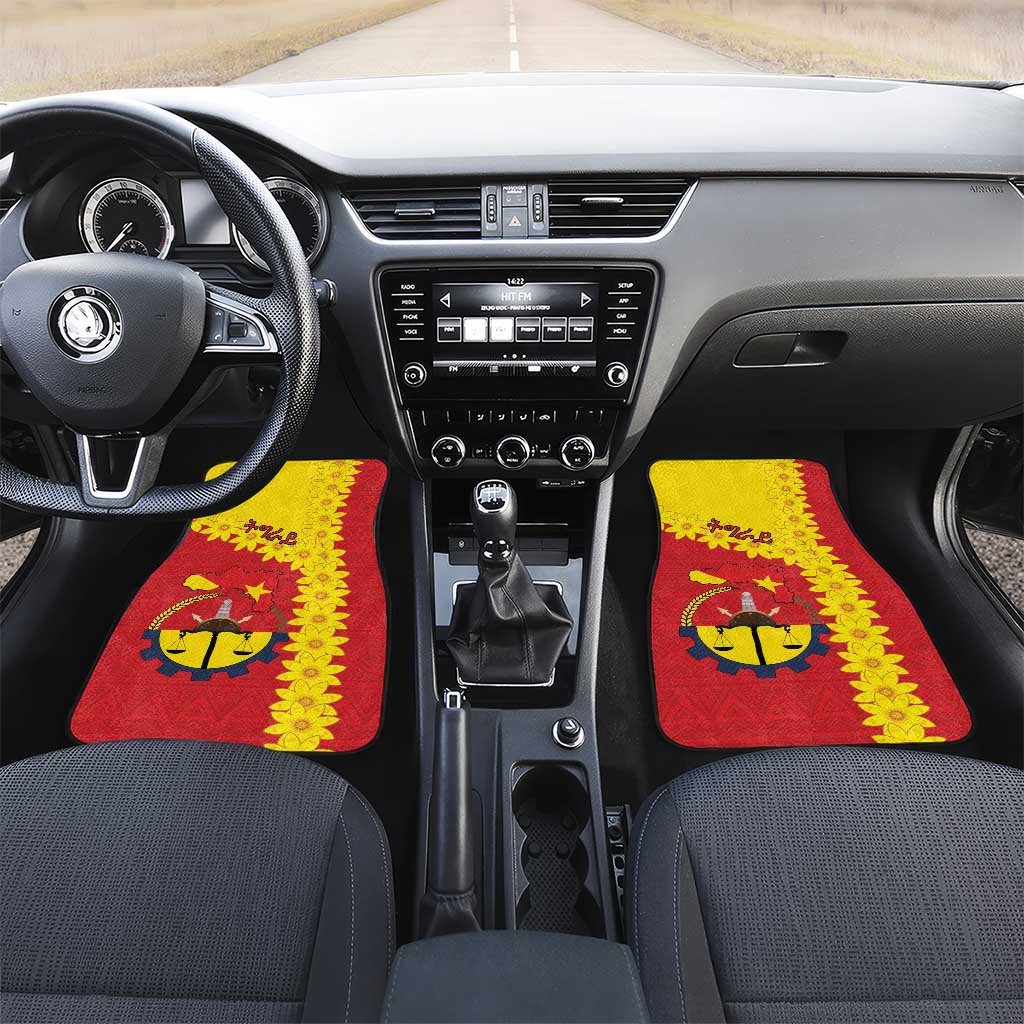 Tigray Ethiopia Car Mats Tigray Seal With Flag Map - African Pattern