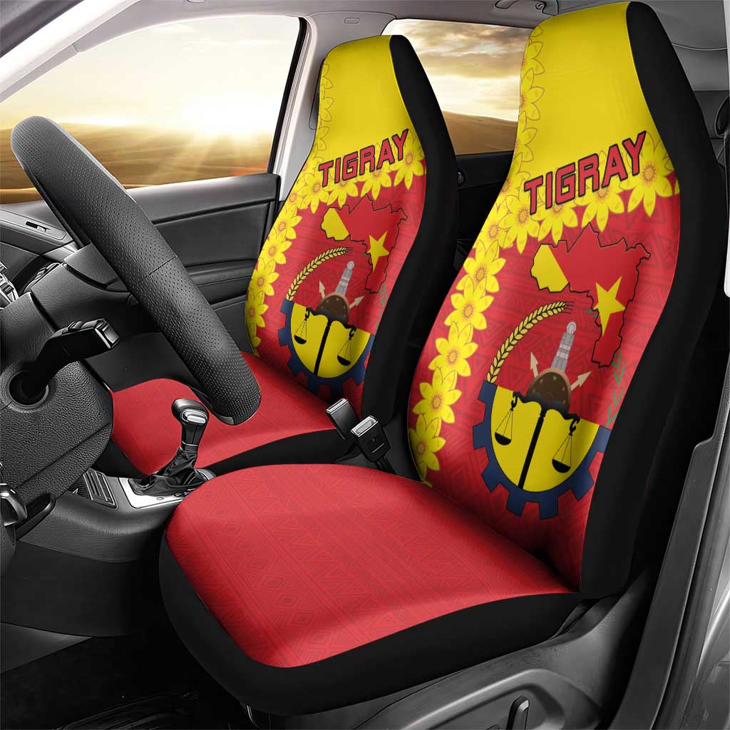 Tigray Ethiopia Car Seat Cover Tigray Seal With Flag Map - African Pattern