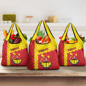 Tigray Ethiopia Grocery Bag Tigray Seal With Flag Map - African Pattern