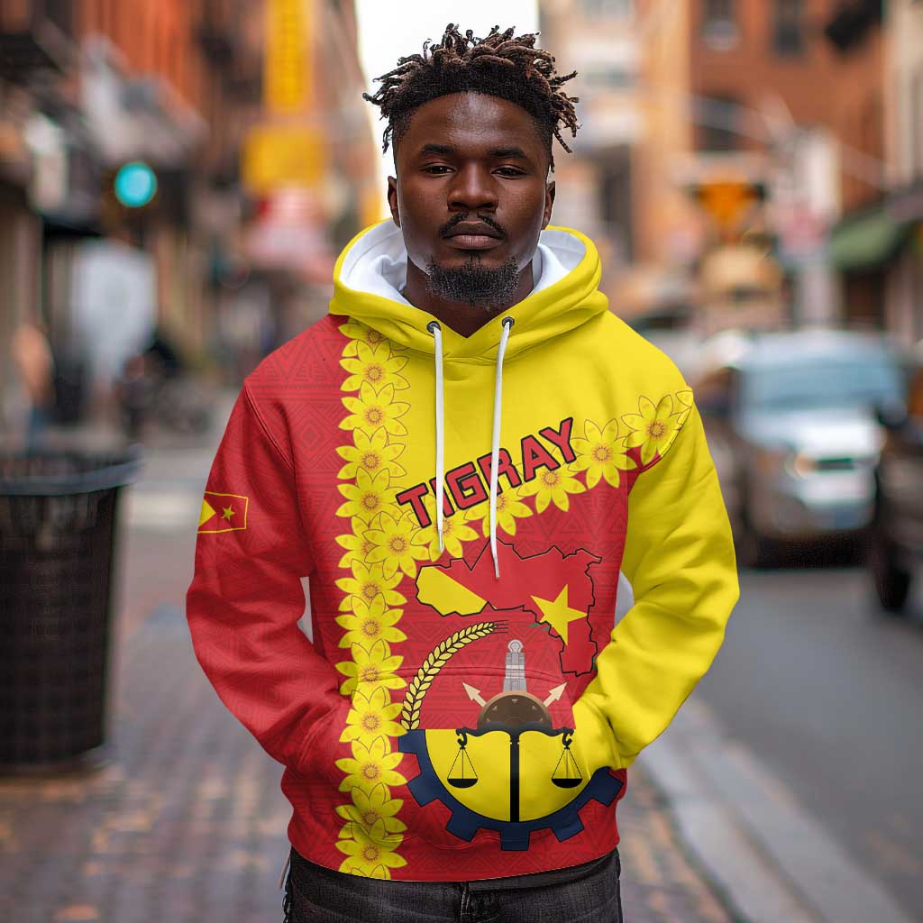 Tigray Ethiopia Hoodie Tigray Seal With Flag Map - African Pattern