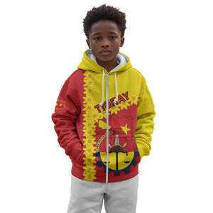 Tigray Ethiopia Kid Hoodie Tigray Seal With Flag Map - African Pattern