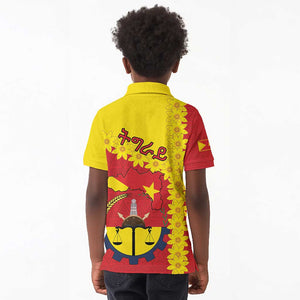 Tigray Ethiopia Kid Polo Shirt Tigray Seal With Flag Map - African Pattern