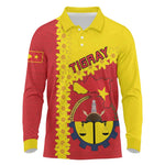 Tigray Ethiopia Long Sleeve Polo Shirt Tigray Seal With Flag Map - African Pattern