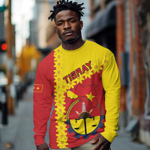 Tigray Ethiopia Long Sleeve Shirt Tigray Seal With Flag Map - African Pattern
