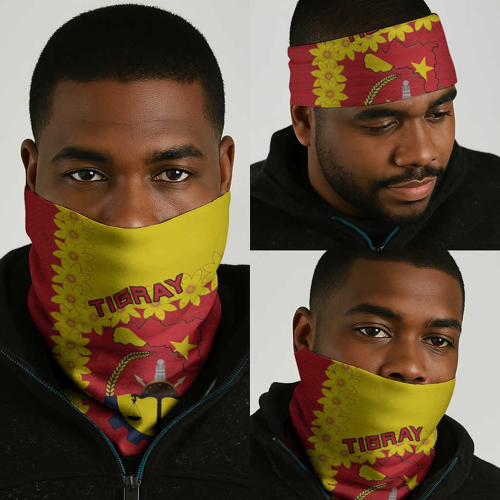 Tigray Ethiopia Neck Gaiter Tigray Seal Flag Map - African Pattern LT15