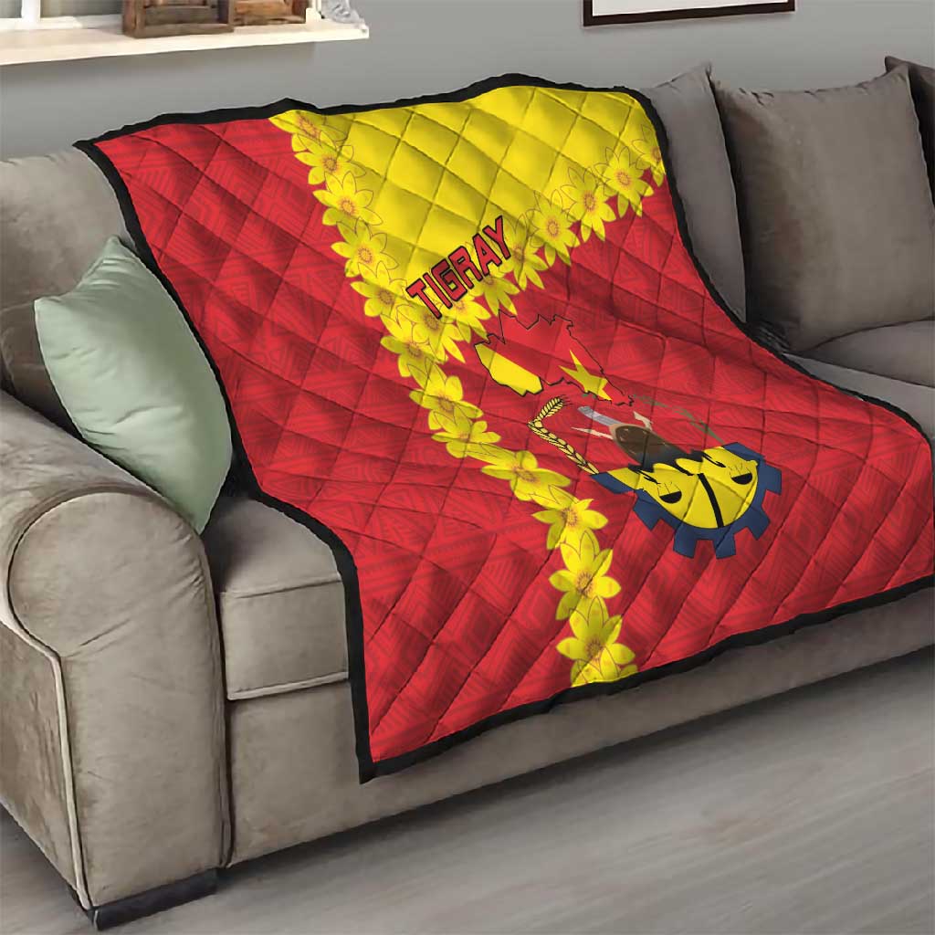 Tigray Ethiopia Quilt Tigray Seal With Flag Map - African Pattern