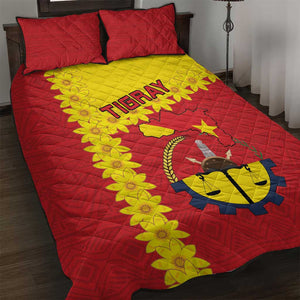 Tigray Ethiopia Quilt Bed Set Tigray Seal With Flag Map - African Pattern