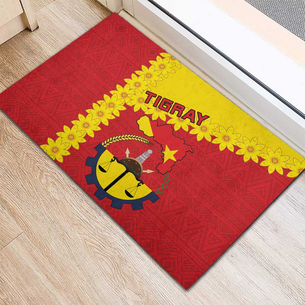 Tigray Ethiopia Rubber Doormat Tigray Seal With Flag Map - African Pattern