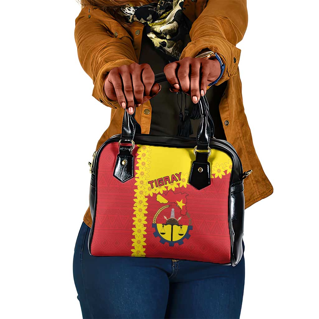 Tigray Ethiopia Shoulder Handbag Tigray Seal With Flag Map - African Pattern