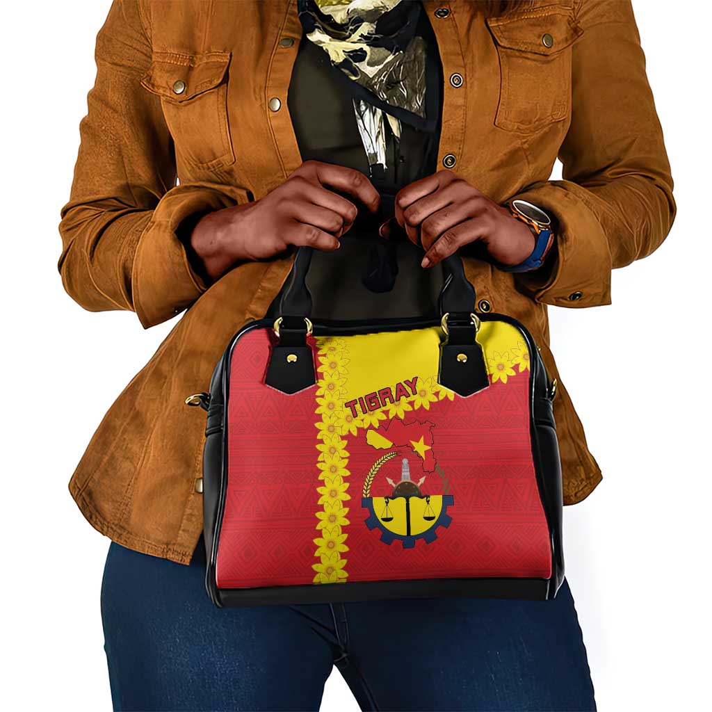 Tigray Ethiopia Shoulder Handbag Tigray Seal With Flag Map - African Pattern