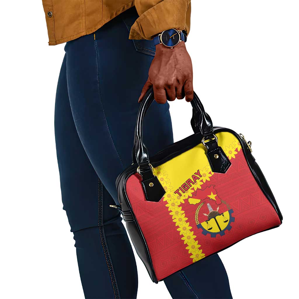Tigray Ethiopia Shoulder Handbag Tigray Seal With Flag Map - African Pattern