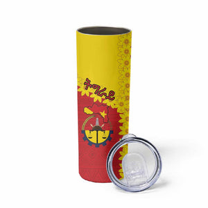 Tigray Ethiopia Skinny Tumbler Tigray Seal With Flag Map - African Pattern