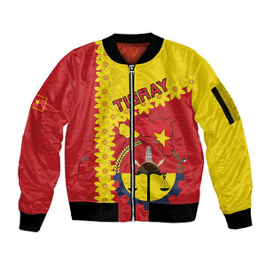Tigray Ethiopia Sleeve Zip Bomber Jacket Tigray Seal With Flag Map - African Pattern