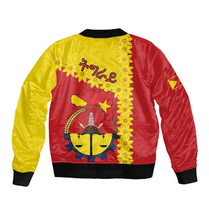 Tigray Ethiopia Sleeve Zip Bomber Jacket Tigray Seal With Flag Map - African Pattern
